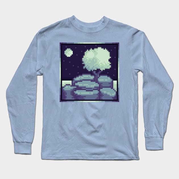 Midnight Cliffside Long Sleeve T-Shirt by aMemeMechanism